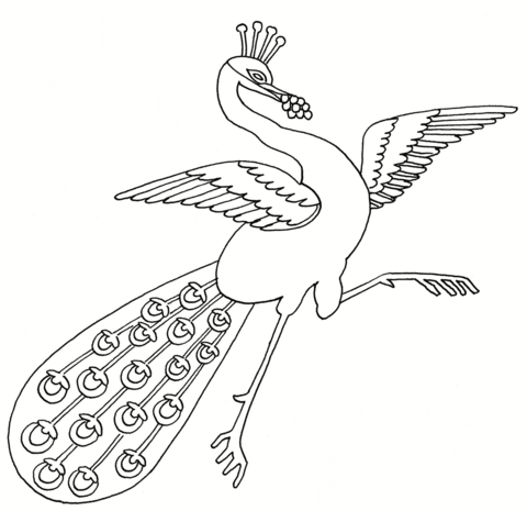 Dancing Peacock Coloring Page